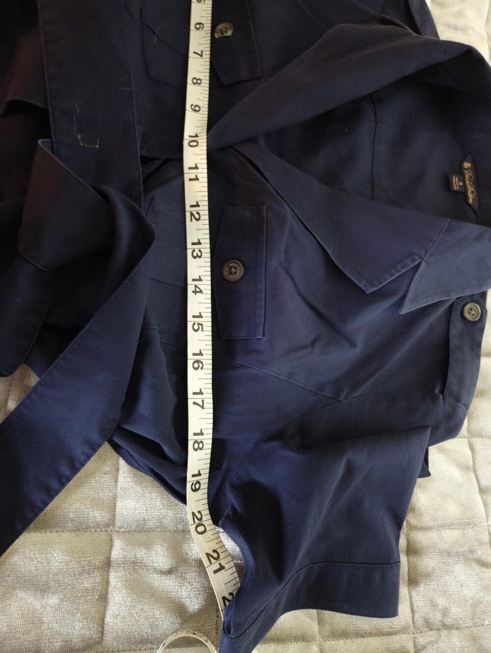Brooks Brothers Navy Utility Trench Coat with Belt - Picture 6 of 6